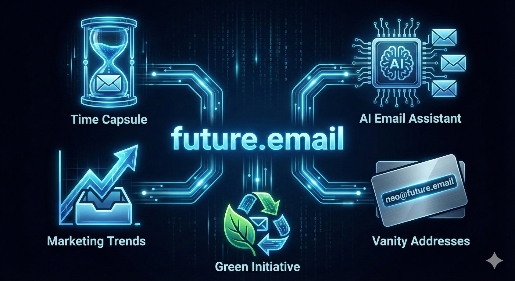Infographic illustrating potential uses for the future.email domain